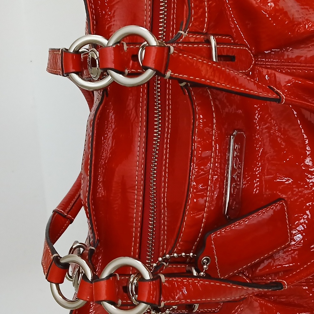 Coach Red Patent Leather Tote Bag - Picture 6 of 9